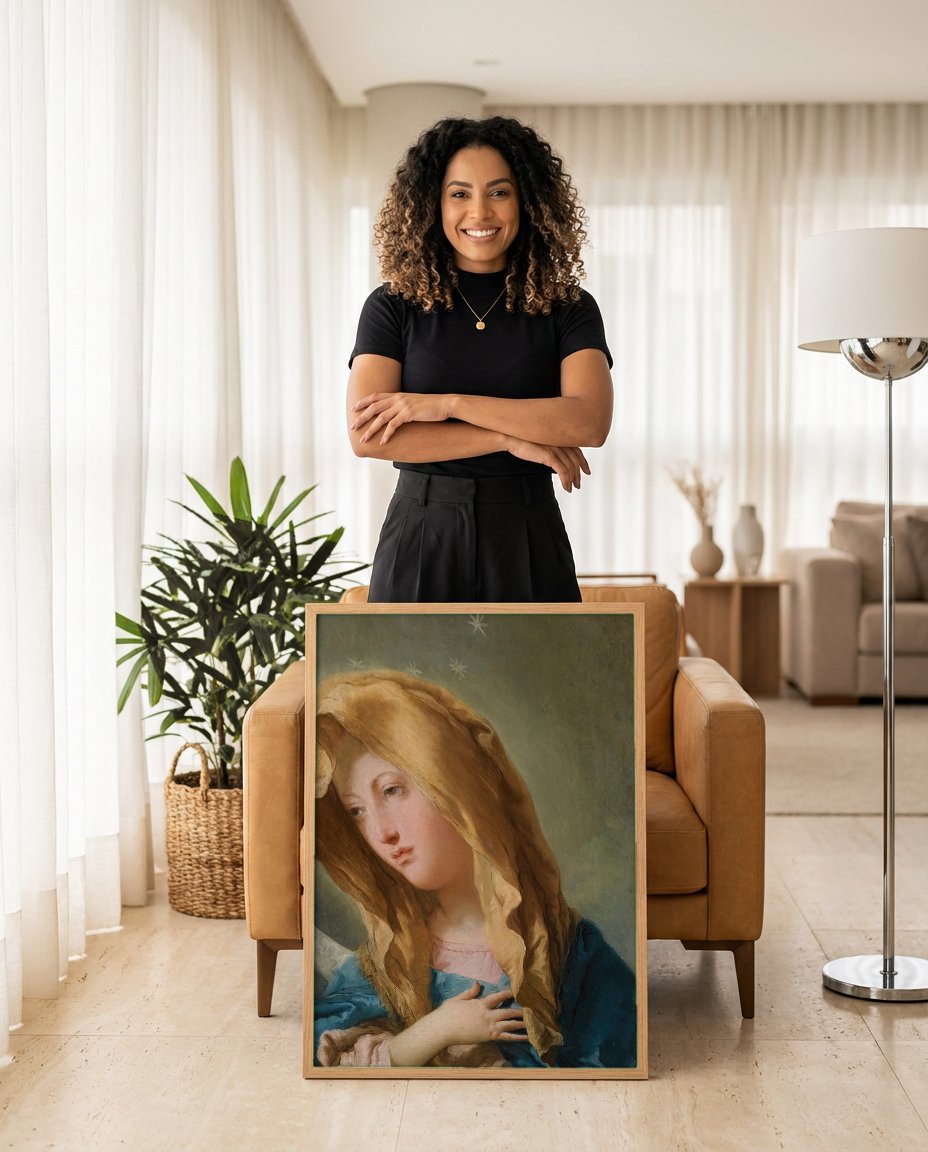 Quadro Decorativo Virgem Imaculada - Tiepolo com modelo em ambiente