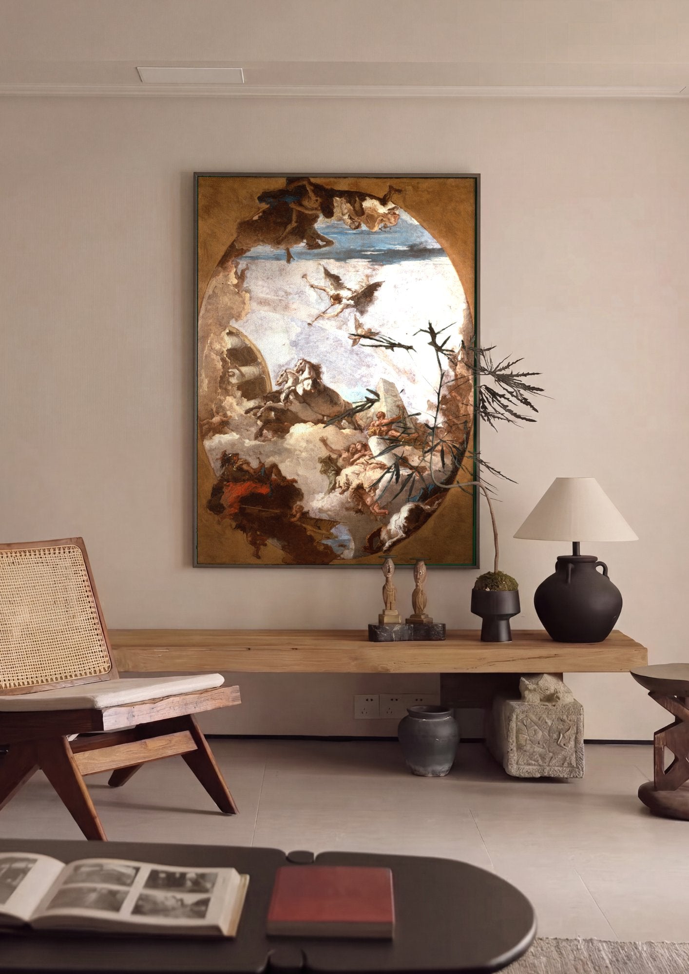 Quadro Decorativo Apolo e as Horas - Tiepolo em ambiente decorado