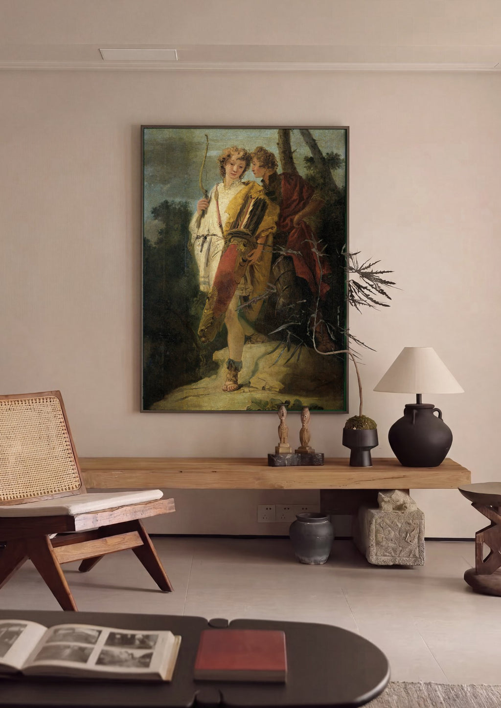 Quadro Decorativo Apolo e Hiacinto - Tiepolo em ambiente decorado