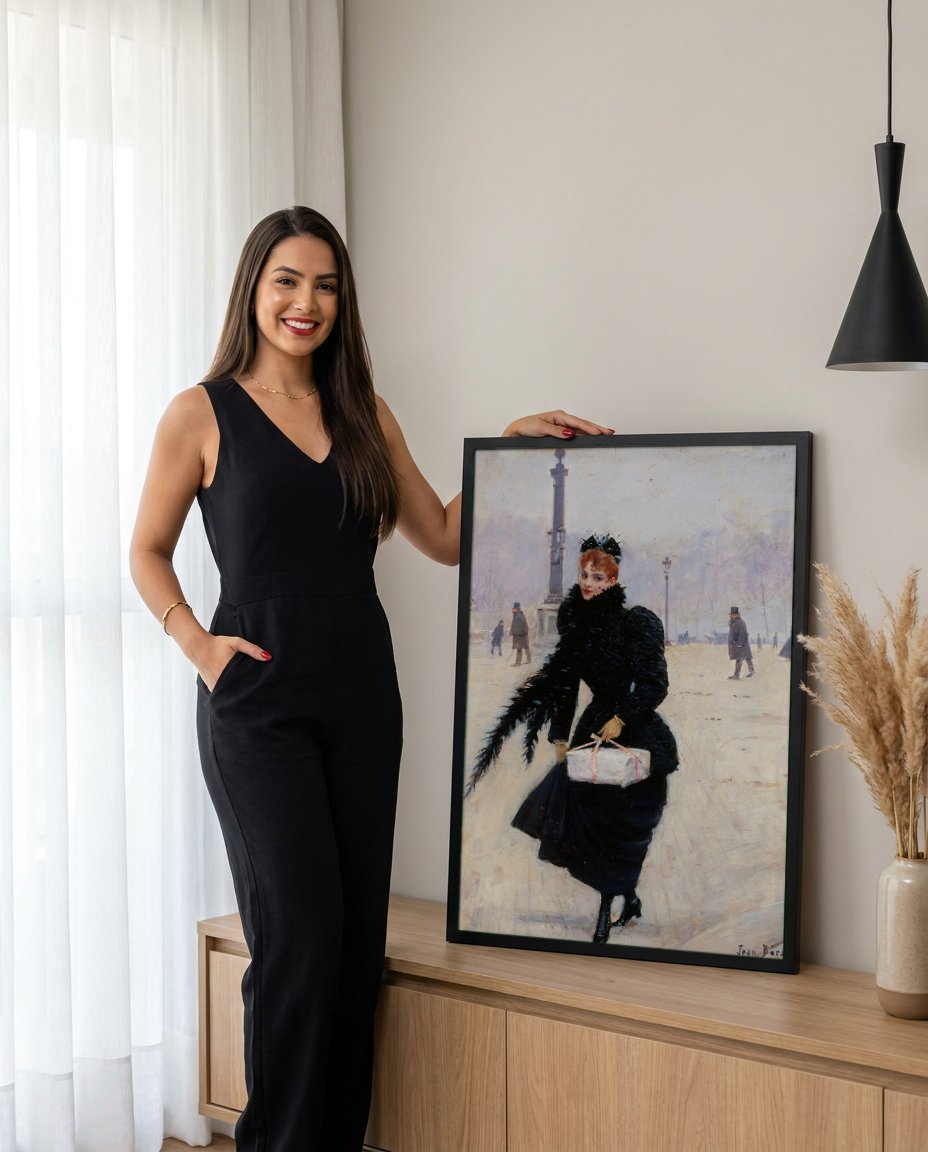 Quadro Decorativo A Parisiense - Jean Béraud com modelo em ambiente