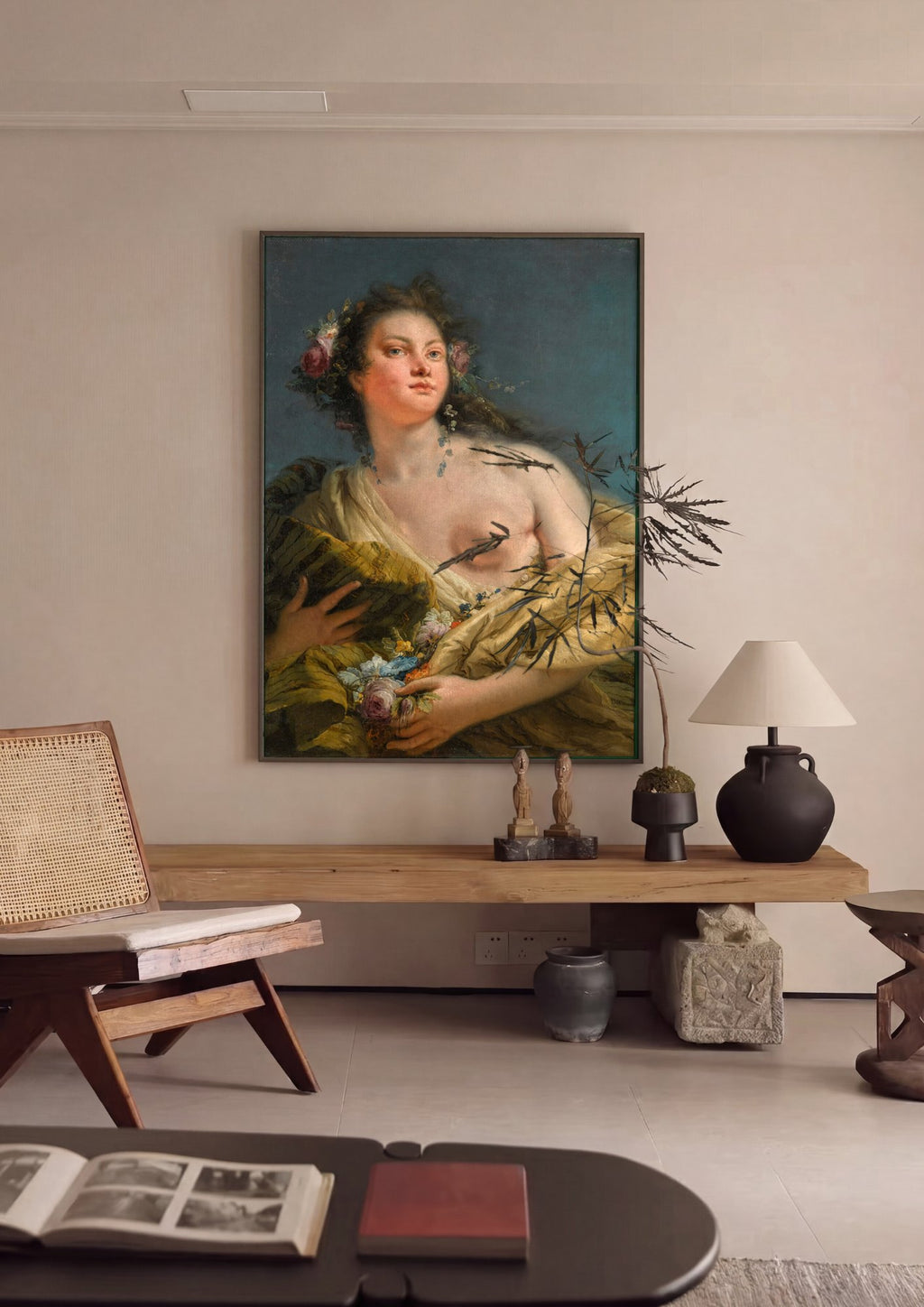 Quadro Decorativo Alegoria da Primavera - Tiepolo em ambiente decorado