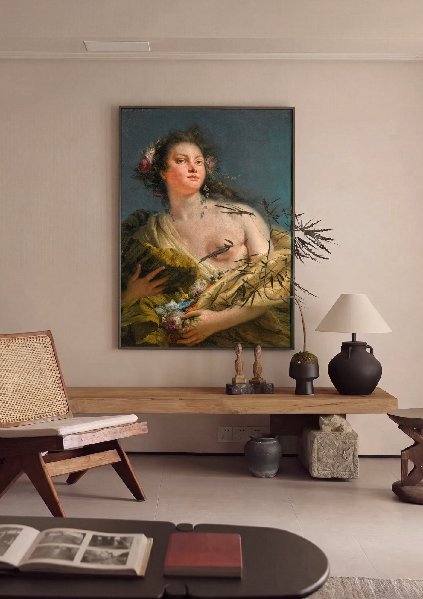 Quadro Decorativo Alegoria da Primavera - Tiepolo em ambiente decorado