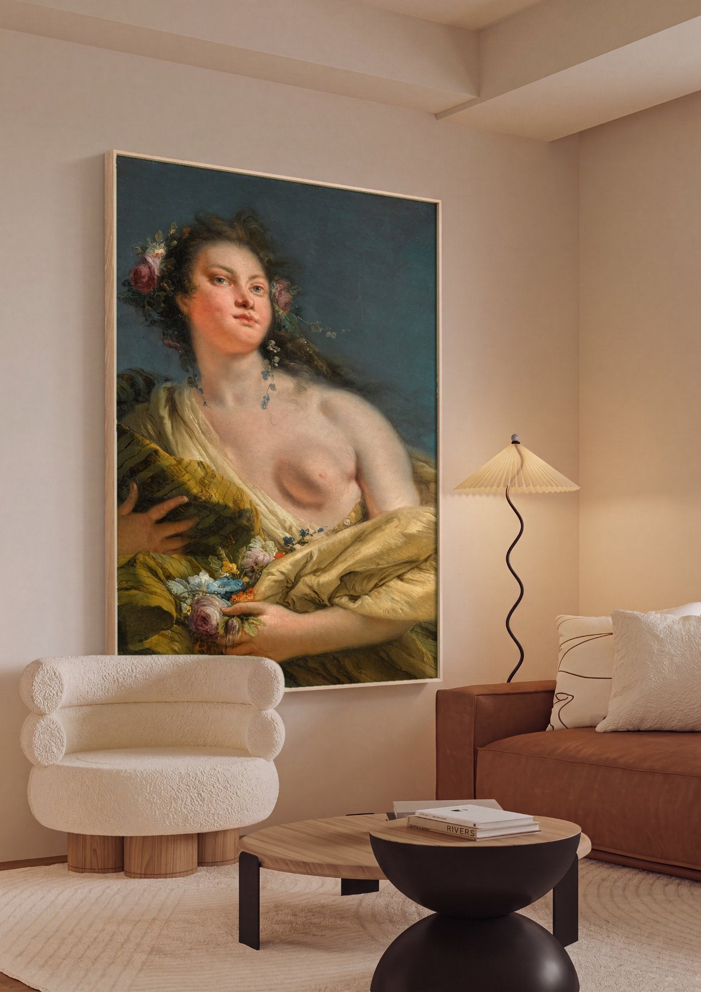 Quadro Decorativo Alegoria da Primavera - Tiepolo em ambiente decorado