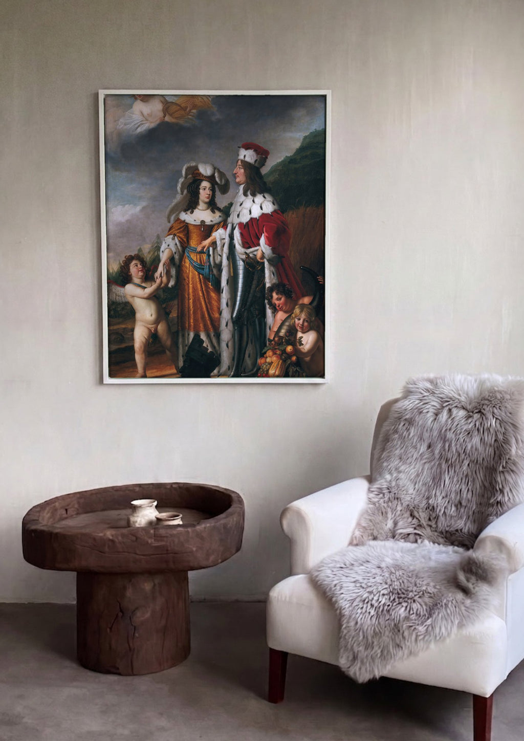 Quadro Decorativo Alegoria Conjugal - Gerard van Honthorst em ambiente decorado
