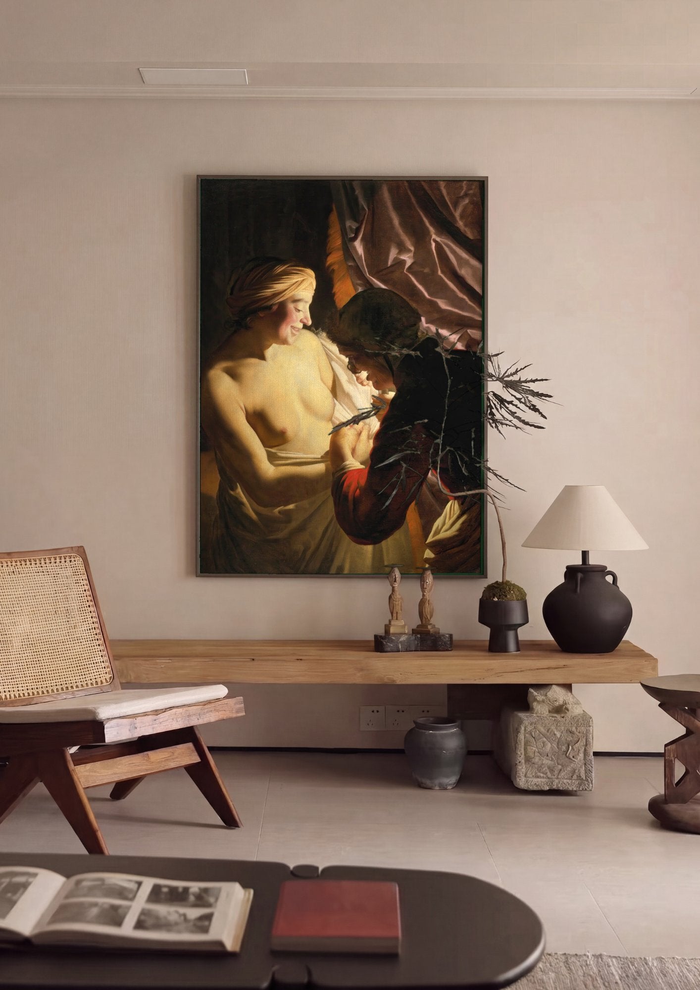 Quadro Decorativo A Velha e a Jovem - Gerard van Honthorst em ambiente decorado