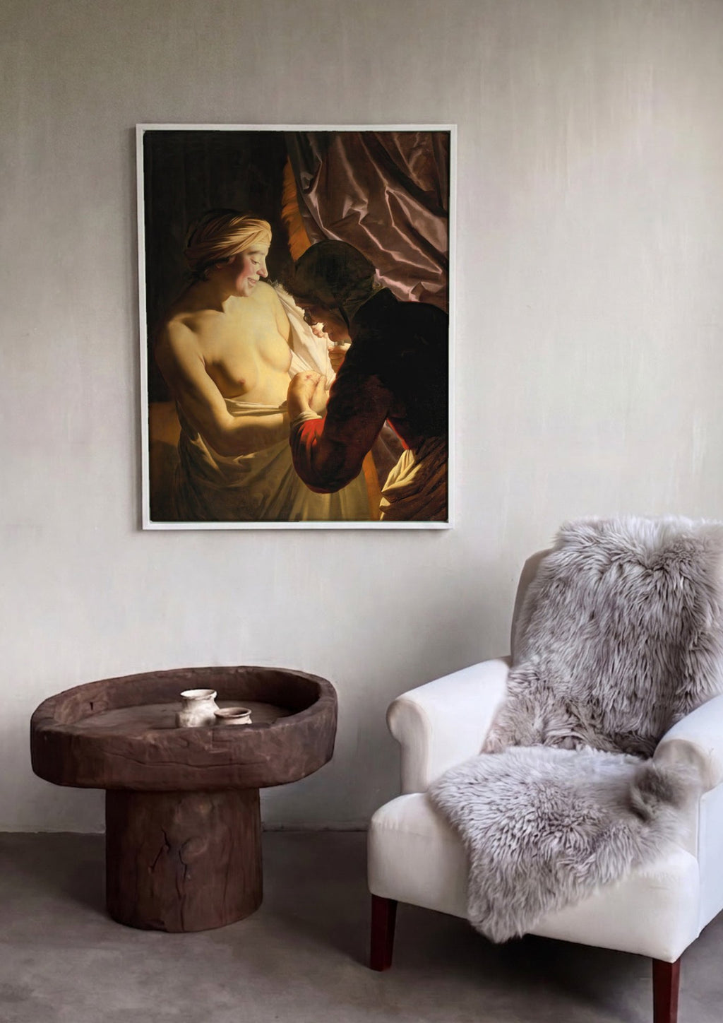Quadro Decorativo A Velha e a Jovem - Gerard van Honthorst em ambiente decorado