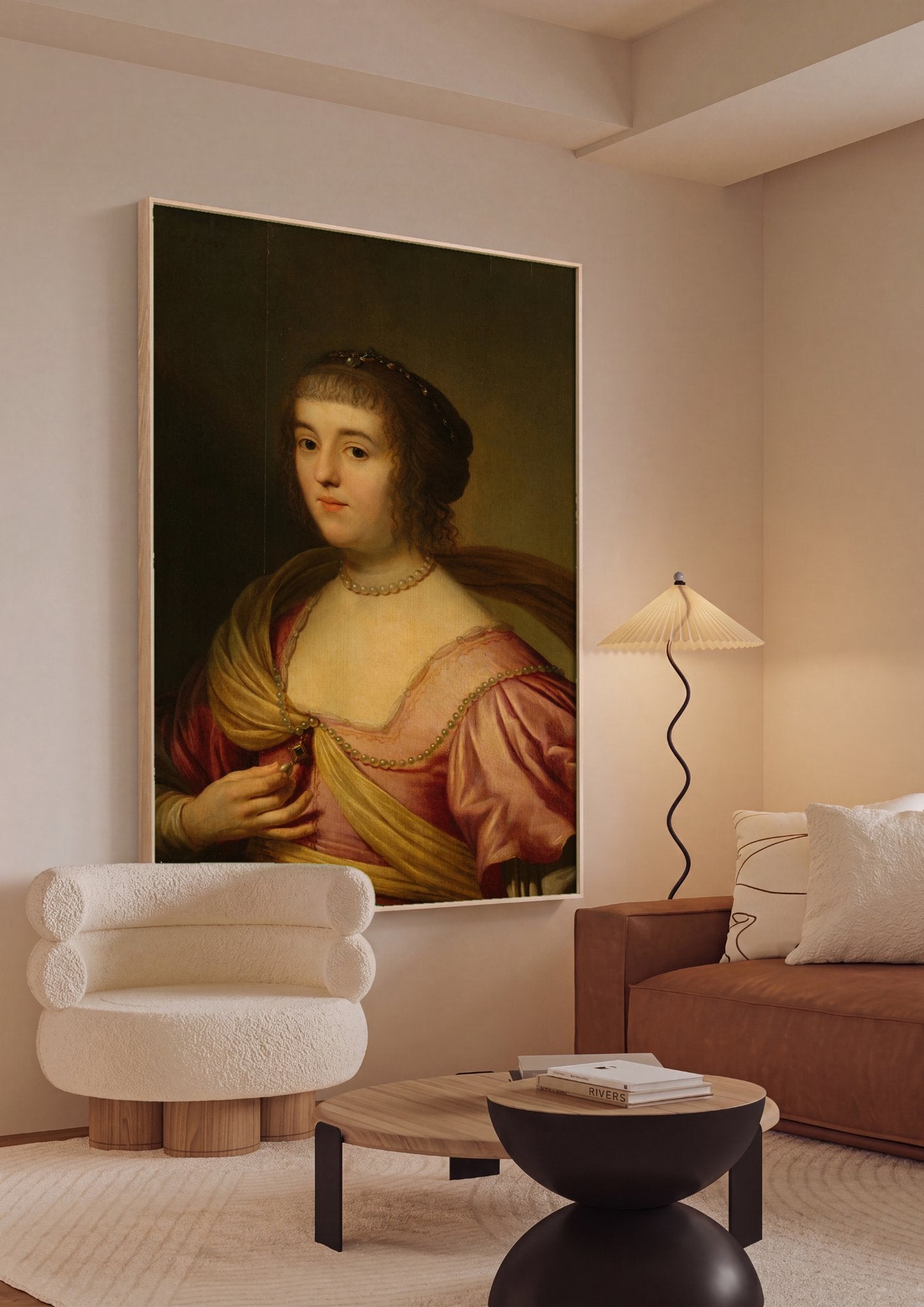 Quadro Decorativo Retrato de Mulher - Gerard van Honthorst em ambiente decorado