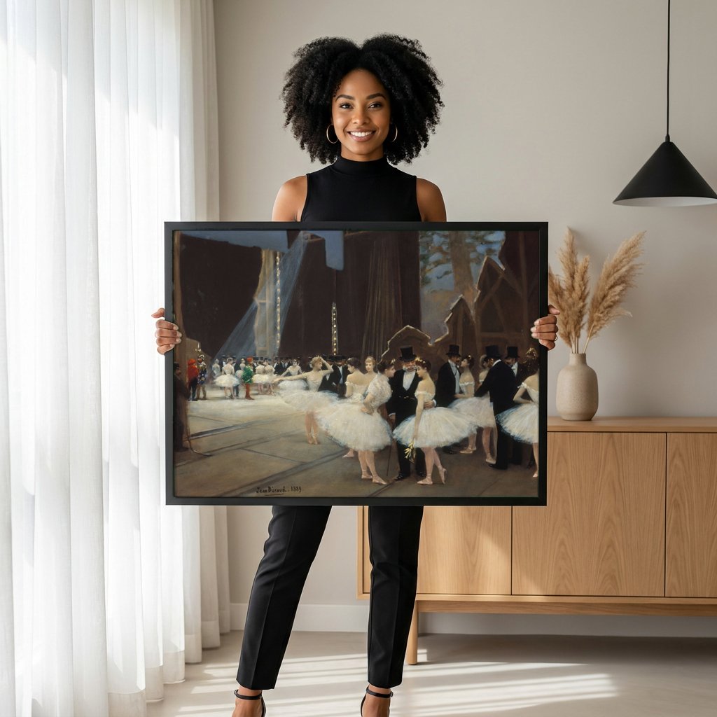 Quadro Decorativo Os Bastidores da Ópera - Jean Béraud com modelo em ambiente