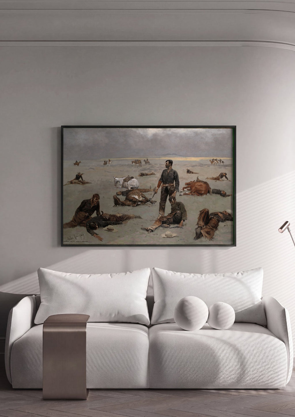 Quadro Decorativo 'The Last Stand' - Frederic Remington em ambiente decorado
