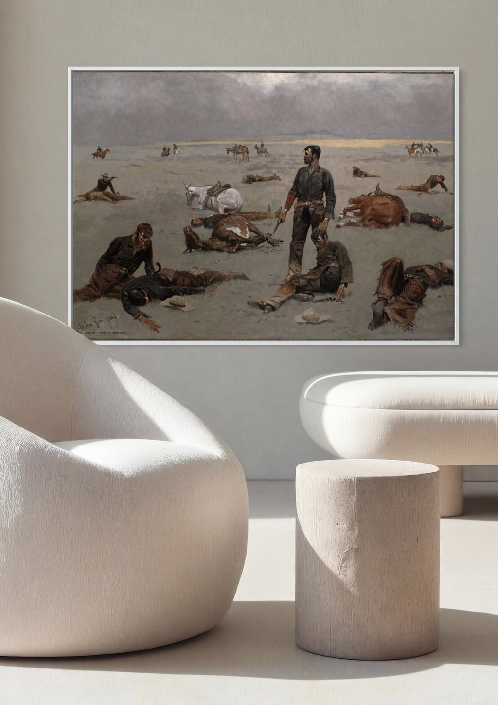 Quadro Decorativo 'The Last Stand' - Frederic Remington em ambiente decorado