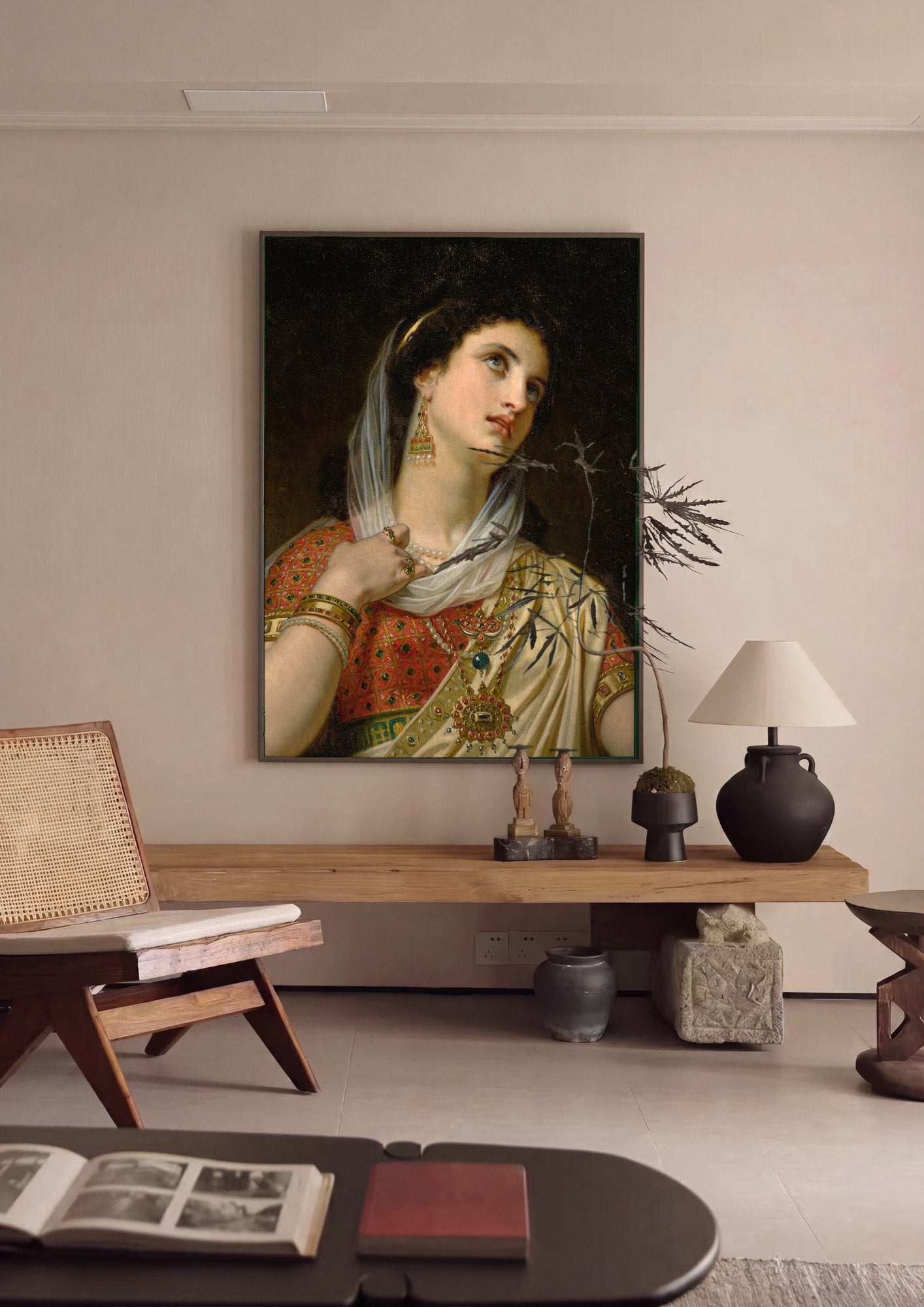 Quadro Decorativo A Odalisca - Hugues Merle em ambiente decorado