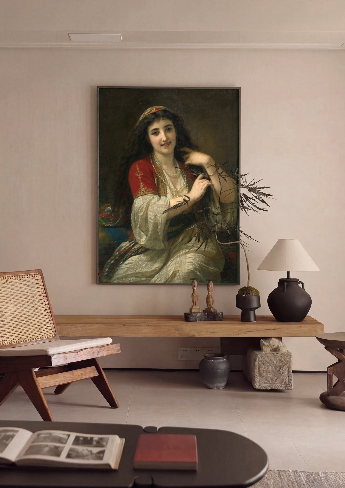 Quadro Decorativo A Odalisca - Hugues Merle em ambiente decorado