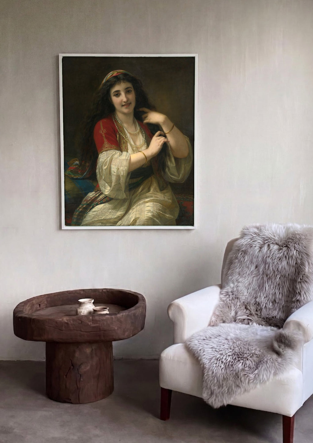 Quadro Decorativo A Odalisca - Hugues Merle em ambiente decorado