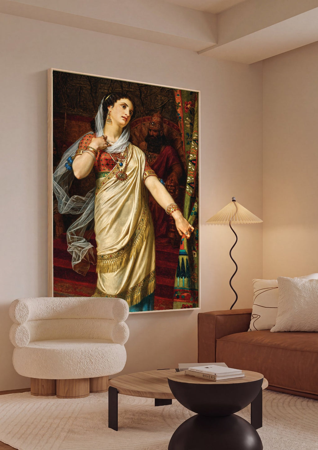 Quadro Decorativo Ester e o Rei Assuero - Hugues Merle em ambiente decorado