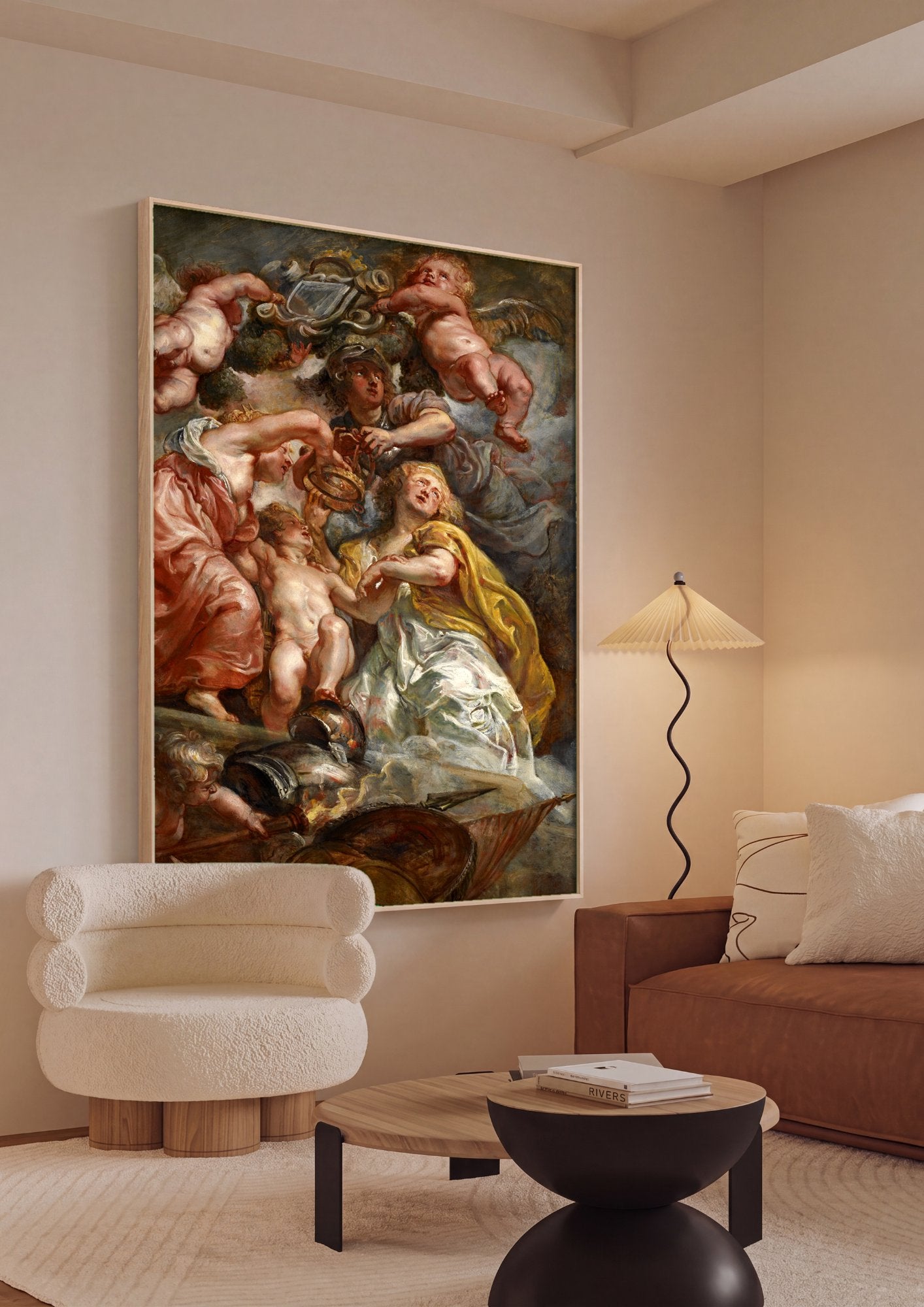 Quadro Decorativo A Paz Coroando a Guerra - Rubens em ambiente decorado