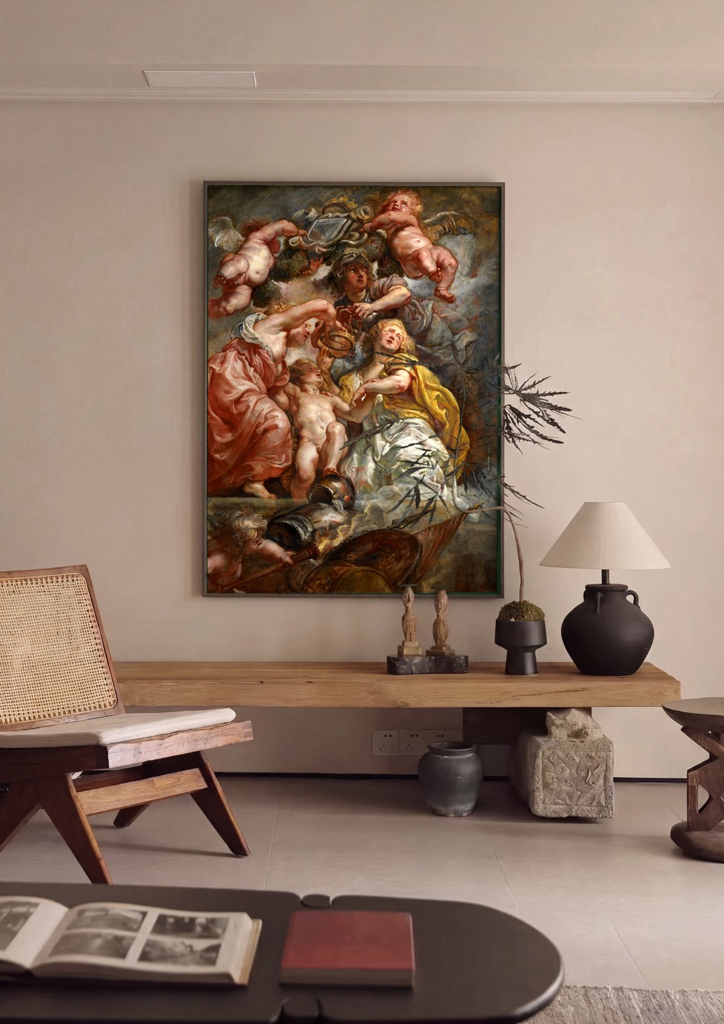 Quadro Decorativo A Paz Coroando a Guerra - Rubens em ambiente decorado