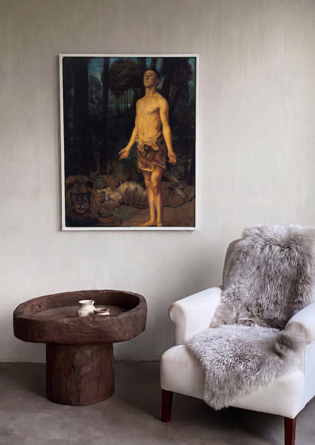 Quadro Decorativo São Jerônimo no Deserto - Hans Thoma em ambiente decorado