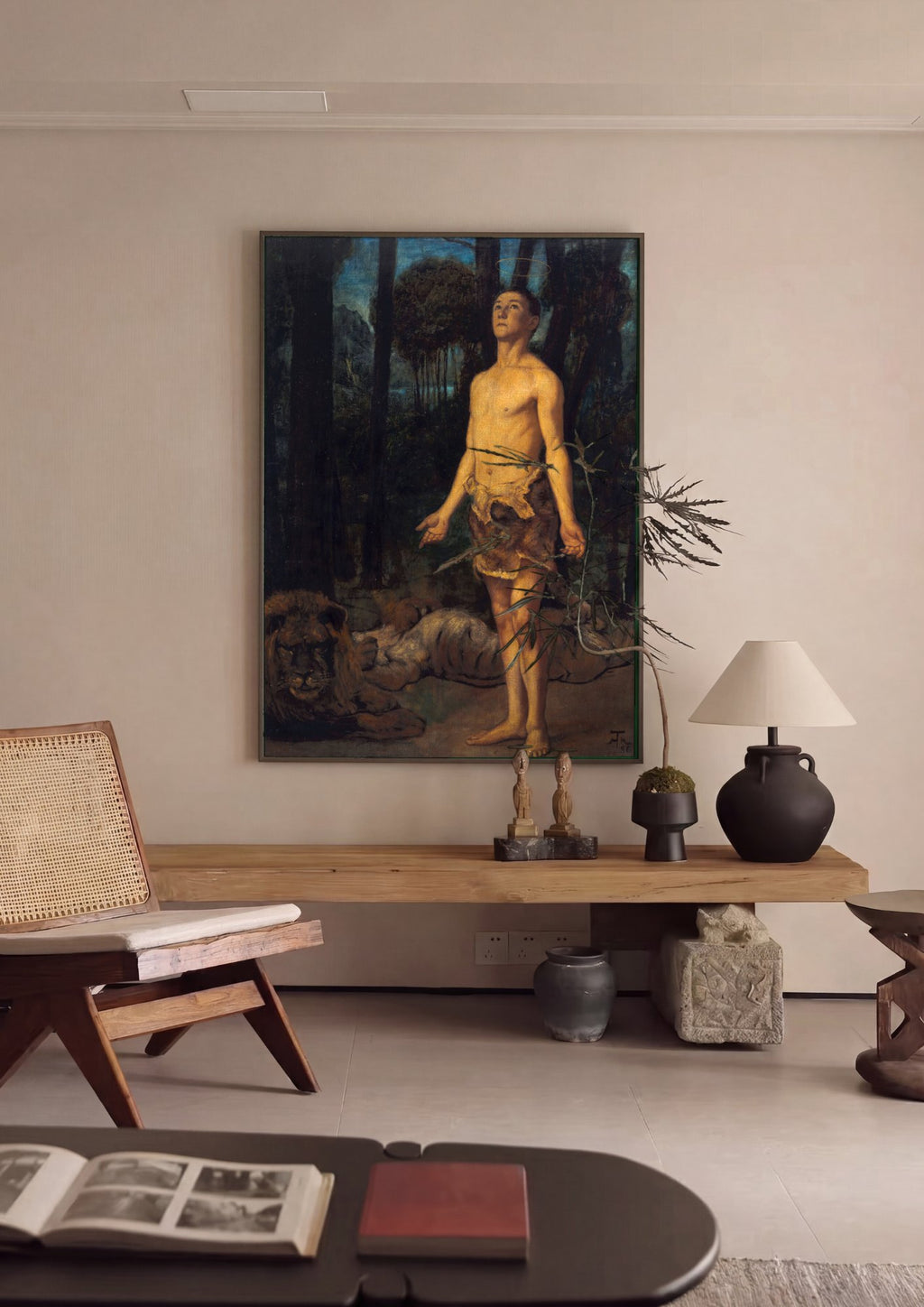 Quadro Decorativo São Jerônimo no Deserto - Hans Thoma em ambiente decorado