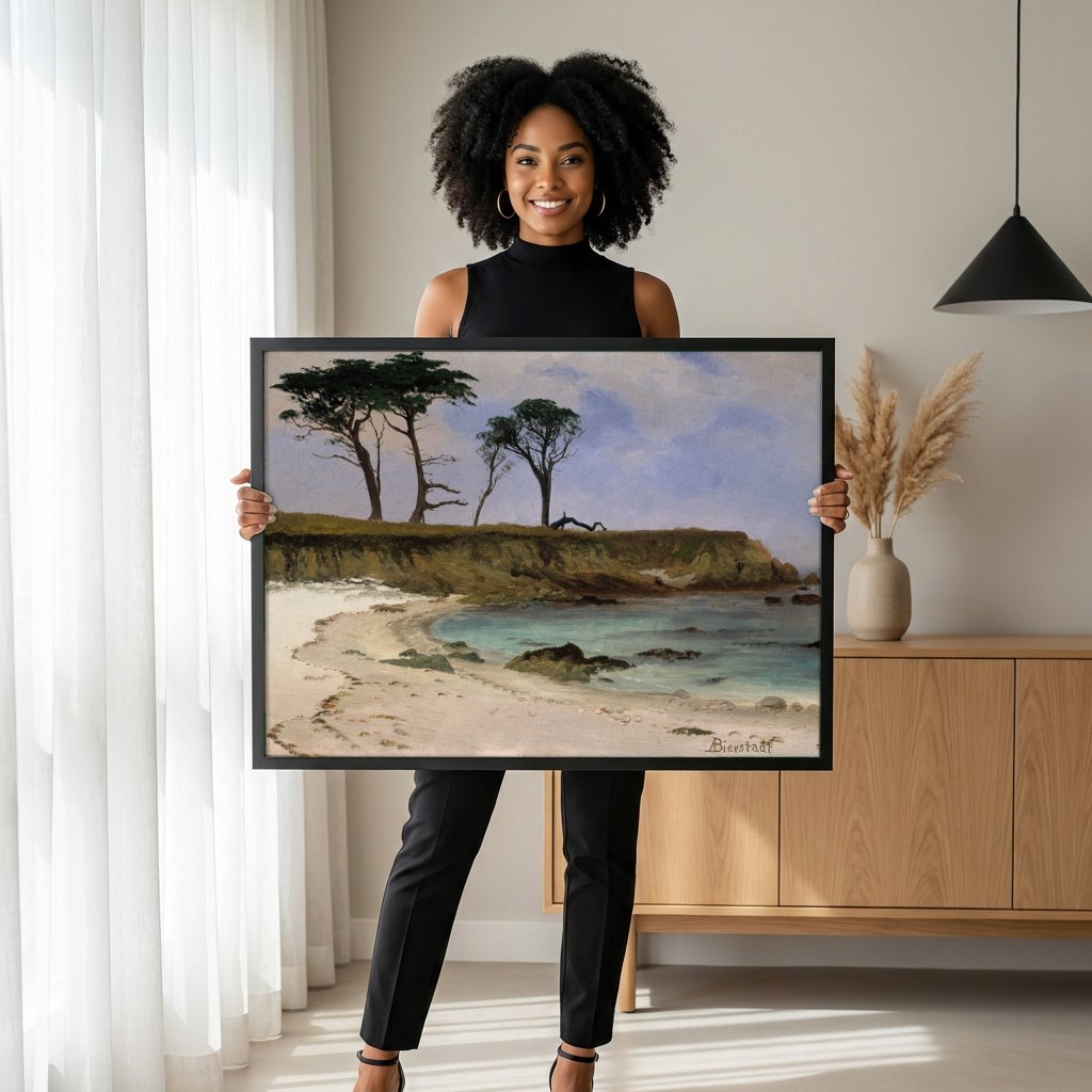 Quadro Decorativo Praia Solitária - Albert Bierstadt com modelo em ambiente