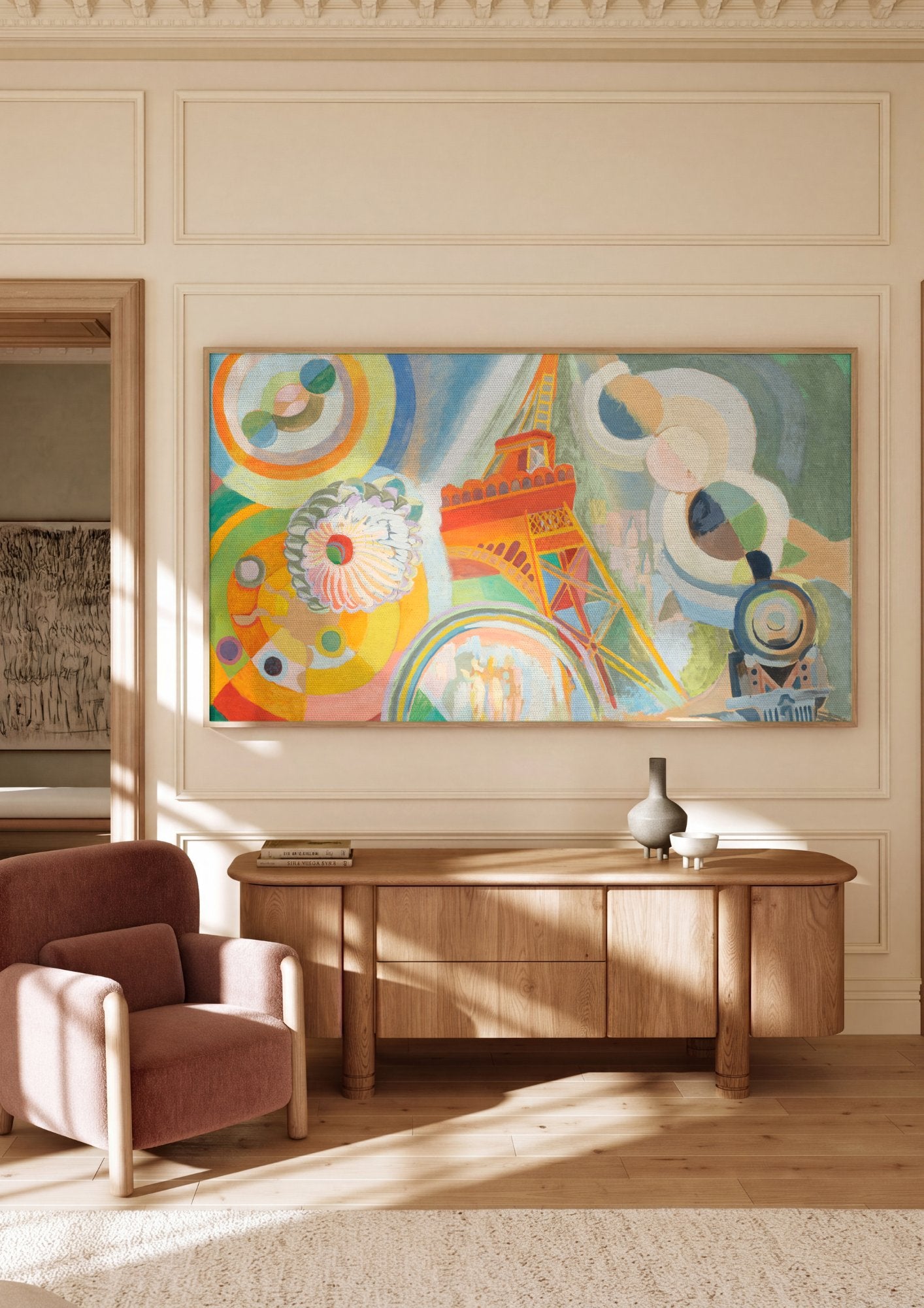 Quadro Decorativo A Torre Eiffel - Robert Delaunay em ambiente decorado