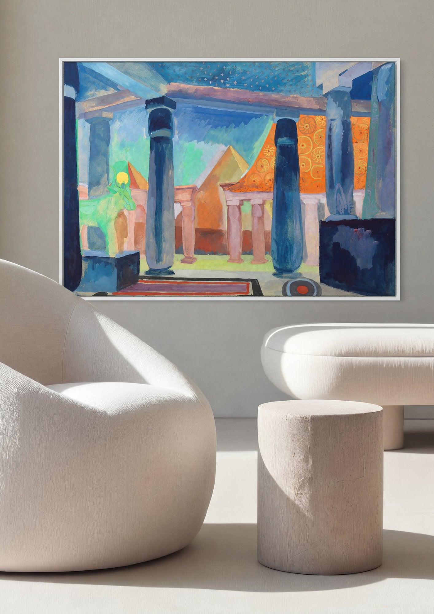 Quadro Decorativo Templo de Luxor - Robert Delaunay em ambiente decorado