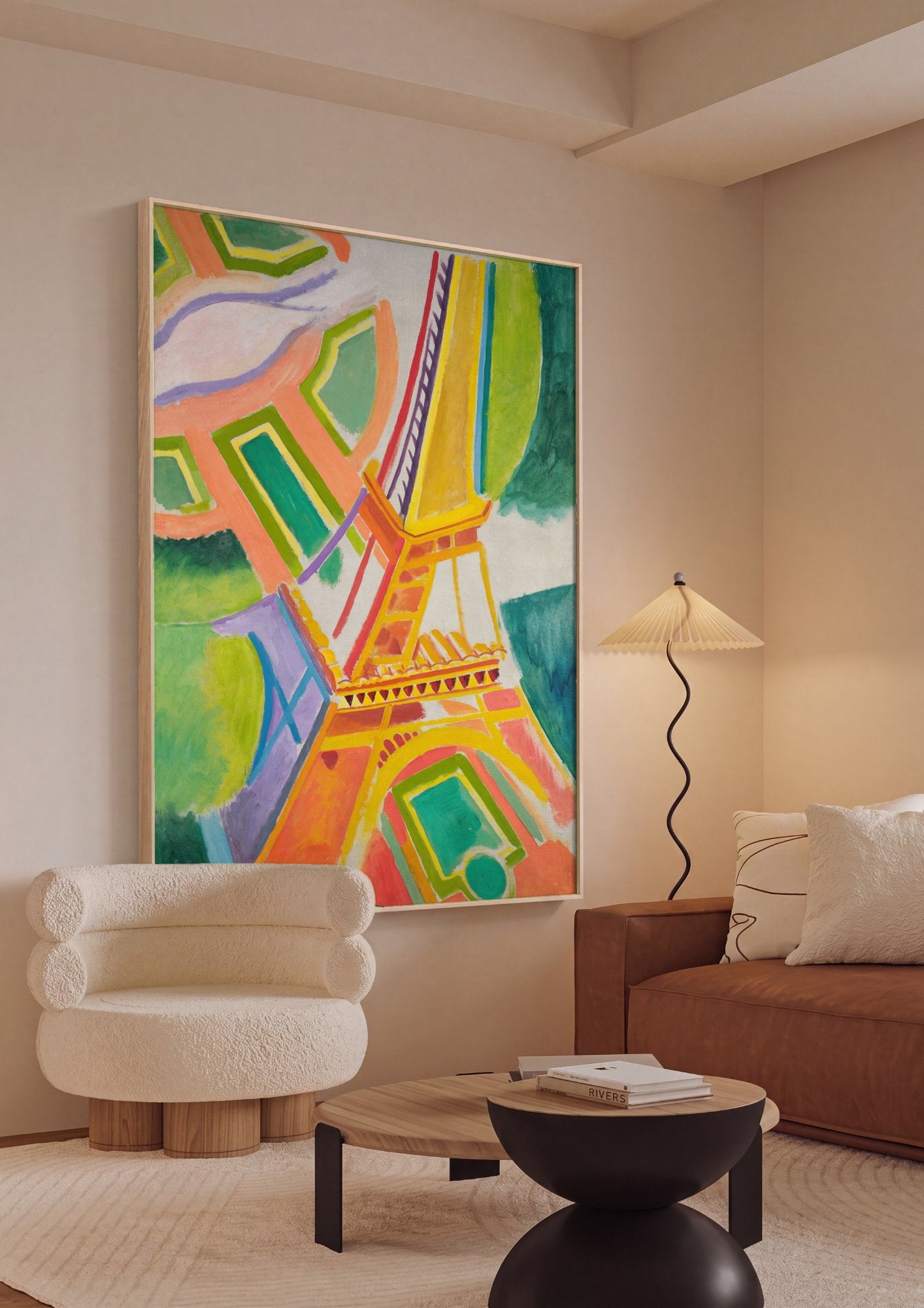 Quadro Decorativo A Torre Eiffel - Robert Delaunay em ambiente decorado