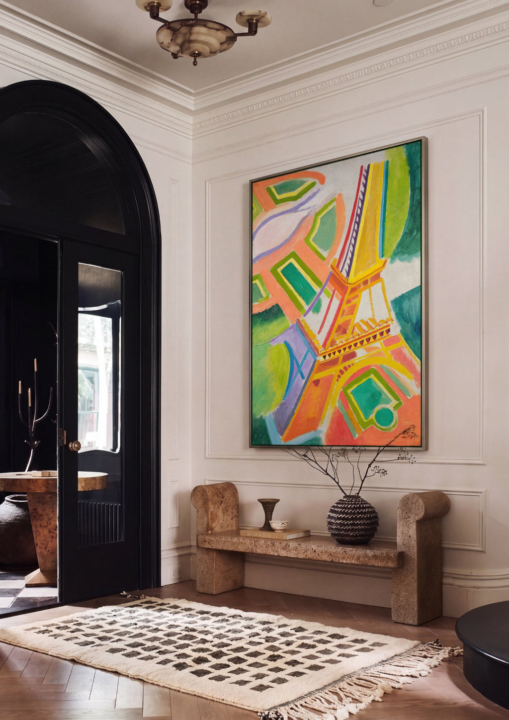 Quadro Decorativo A Torre Eiffel - Robert Delaunay em ambiente decorado