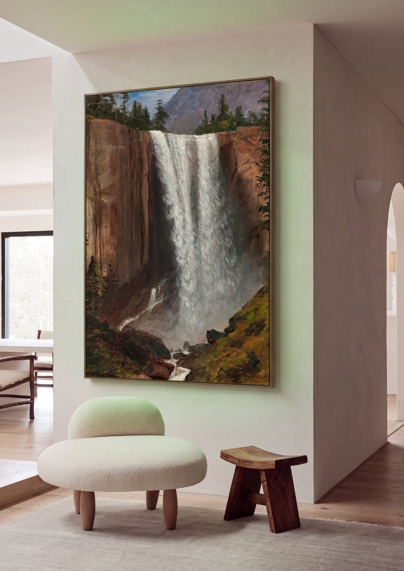 Quadro Decorativo Yosemite Falls - Albert Bierstadt em ambiente decorado