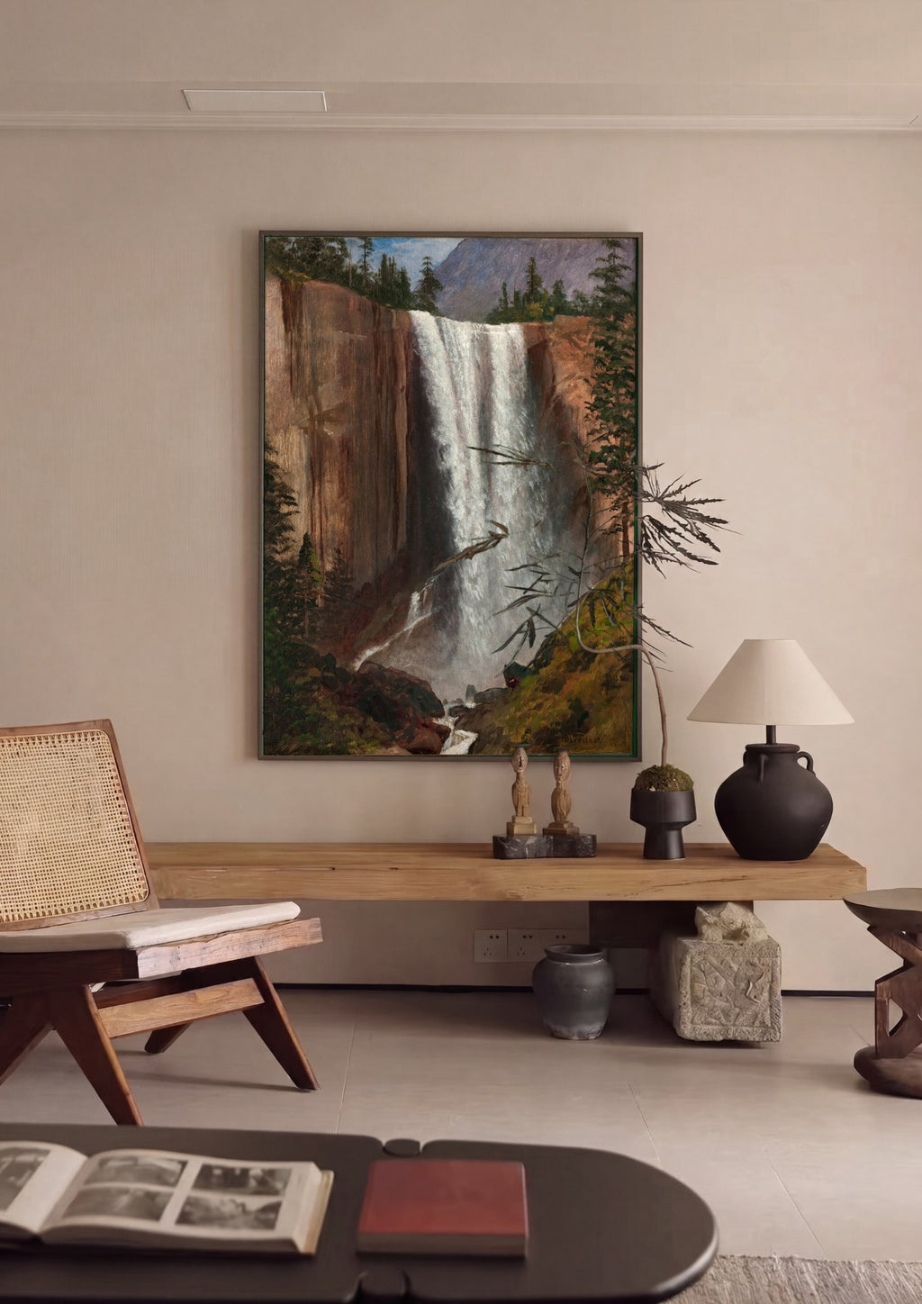 Quadro Decorativo Yosemite Falls - Albert Bierstadt em ambiente decorado