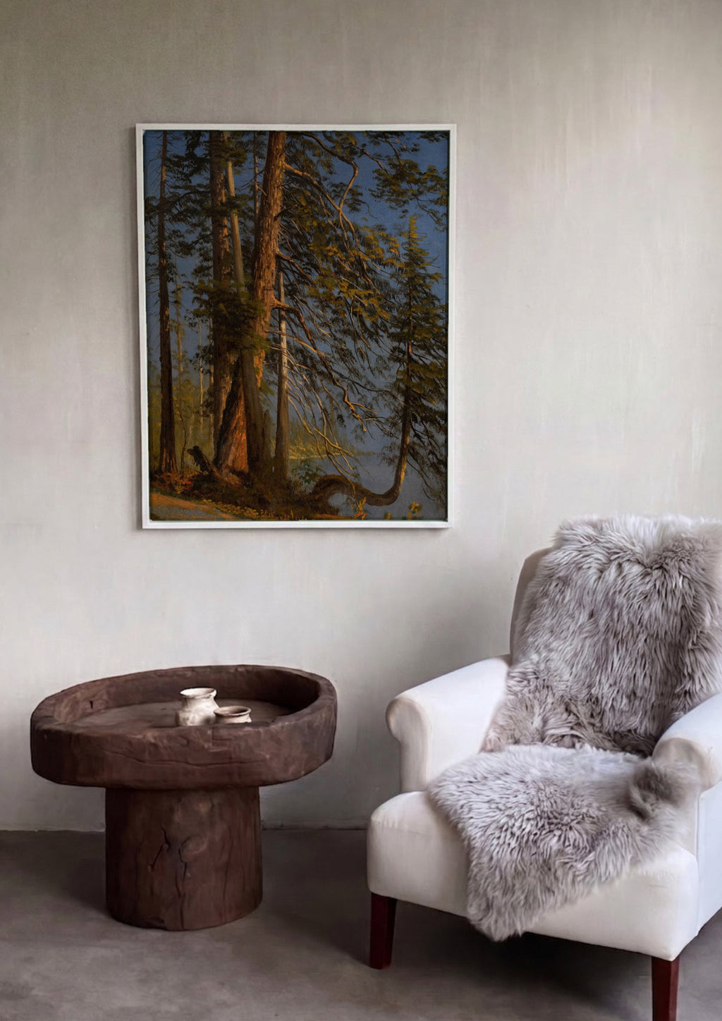 Quadro Decorativo Floresta e Lago - Albert Bierstadt em ambiente decorado