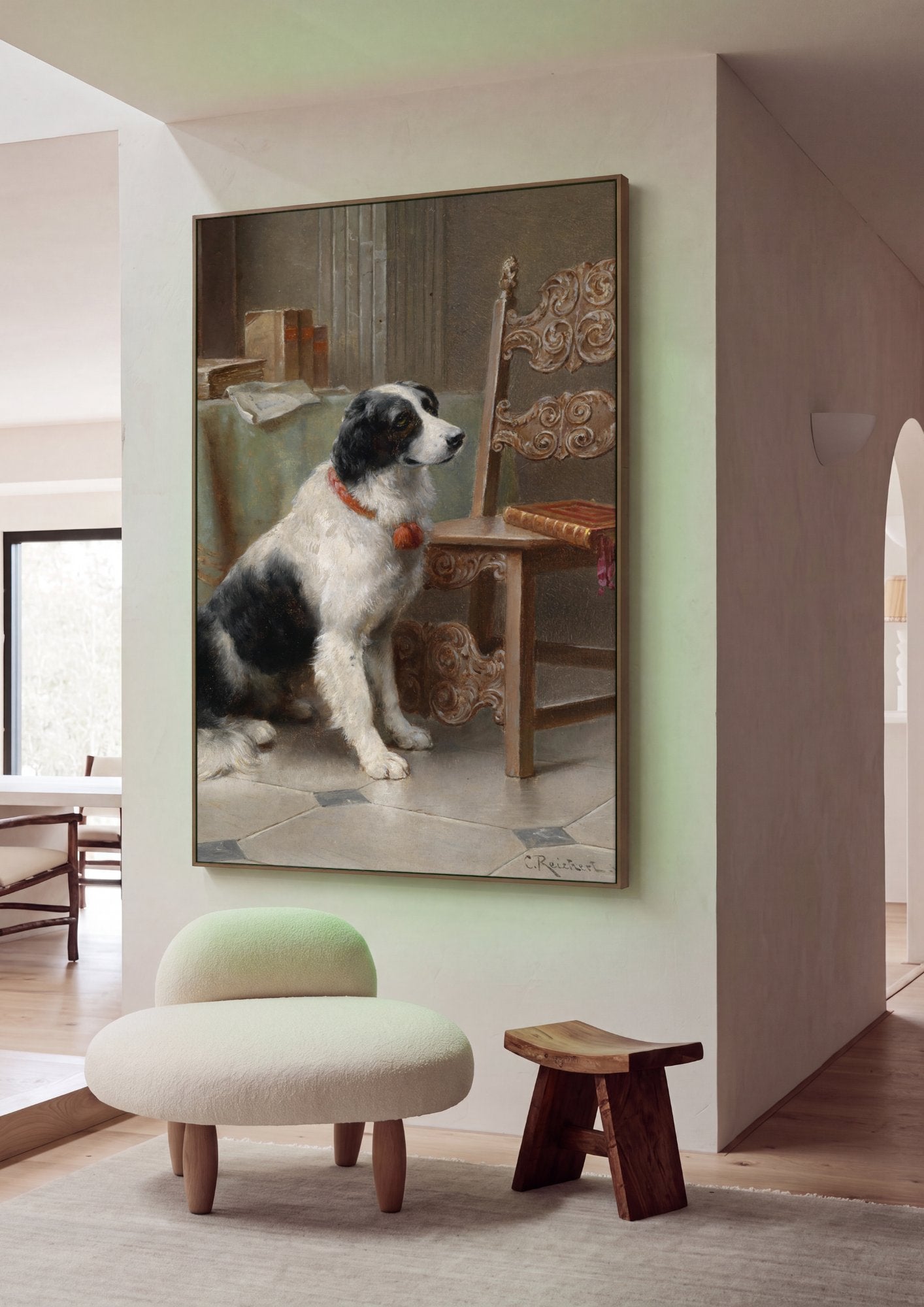 Quadro Decorativo Cão Fiel - Carl Reichert em ambiente decorado