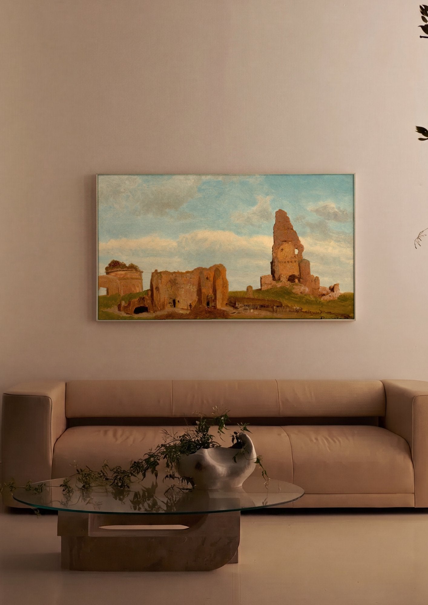 Quadro Decorativo Ruínas Antigas - Albert Bierstadt em ambiente decorado
