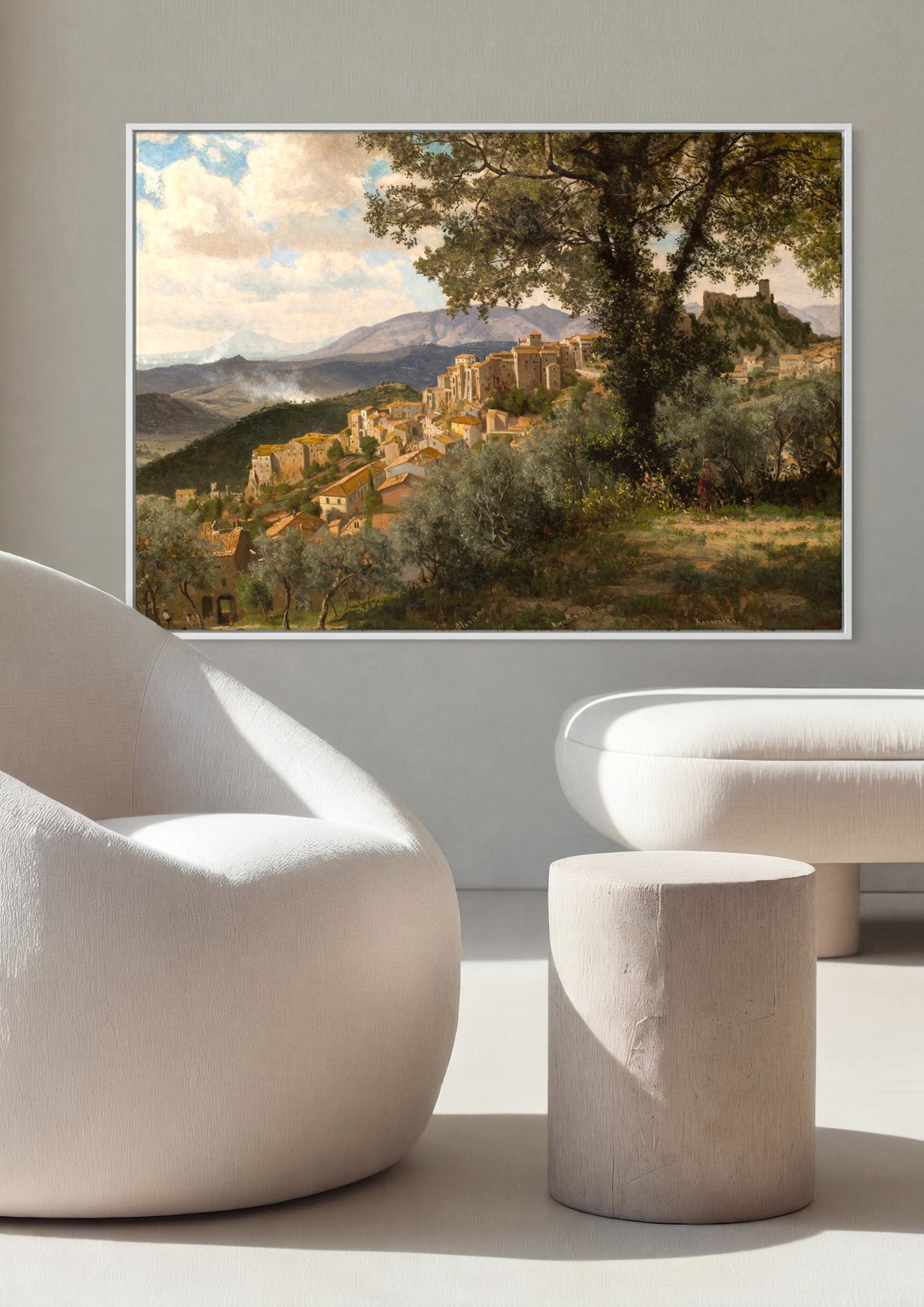 Quadro Decorativo Aldeia Italiana - Albert Bierstadt em ambiente decorado