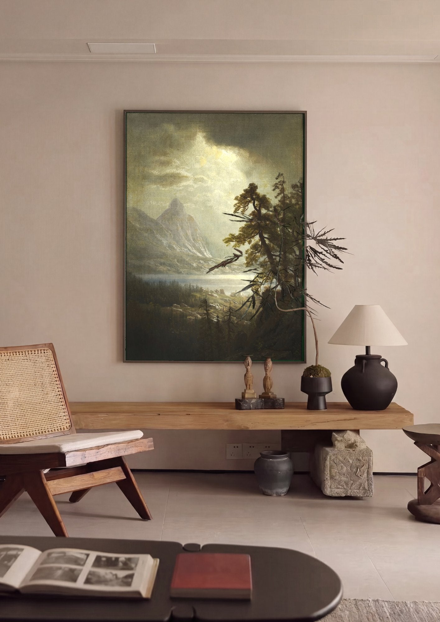 Quadro Decorativo Paisagem Alpina - Albert Bierstadt em ambiente decorado