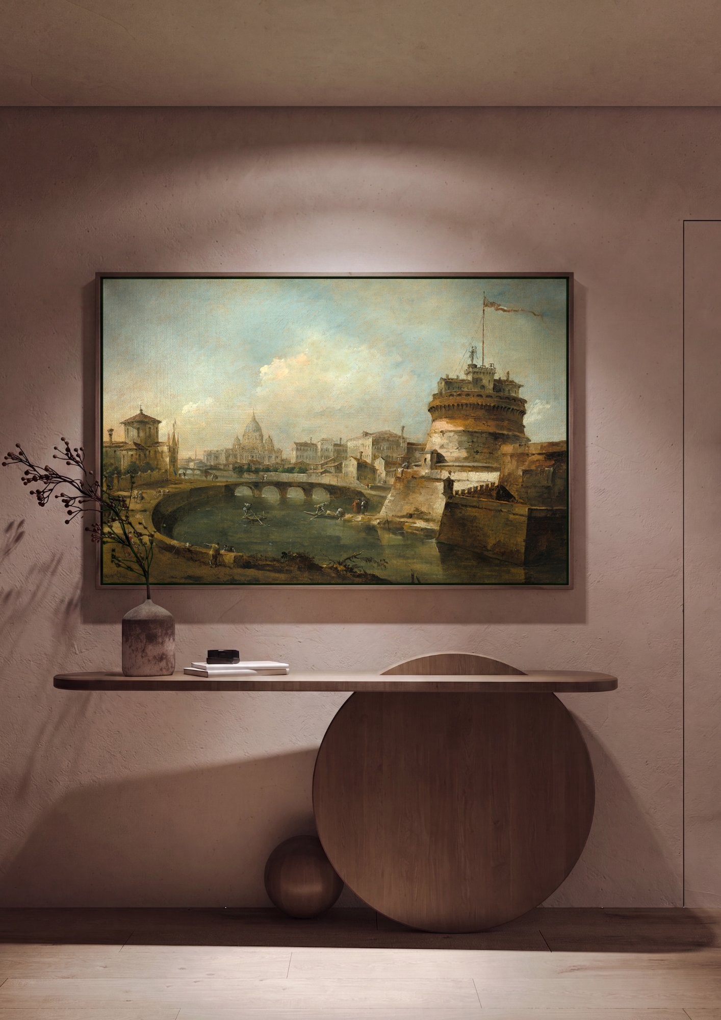 Quadro Decorativo Vista de Roma - Francesco Guardi em ambiente decorado
