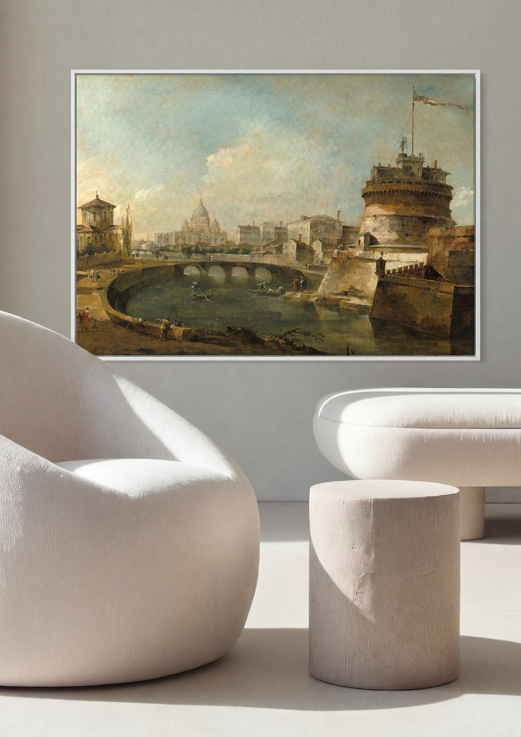 Quadro Decorativo Vista de Roma - Francesco Guardi em ambiente decorado