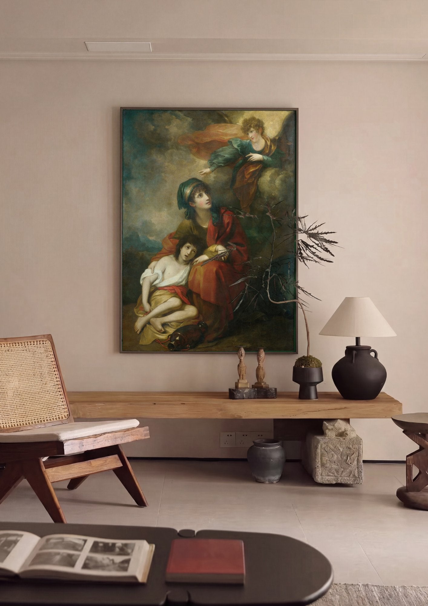 Quadro Decorativo Hagar e Ismael no Deserto - Benjamin West em ambiente decorado