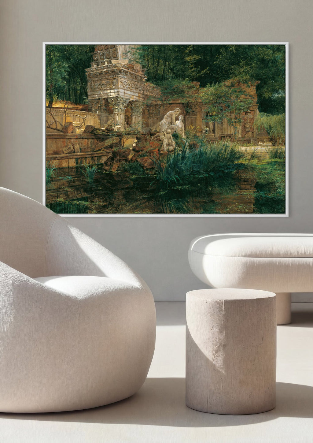 Quadro Decorativo Ruínas Antigas com Estátuas - Waldmüller em ambiente decorado