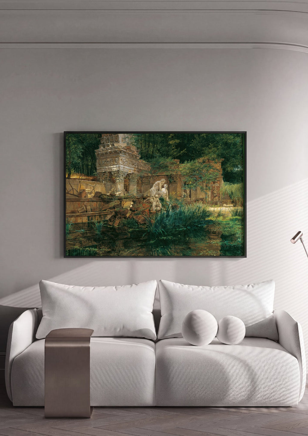 Quadro Decorativo Ruínas Antigas com Estátuas - Waldmüller em ambiente decorado