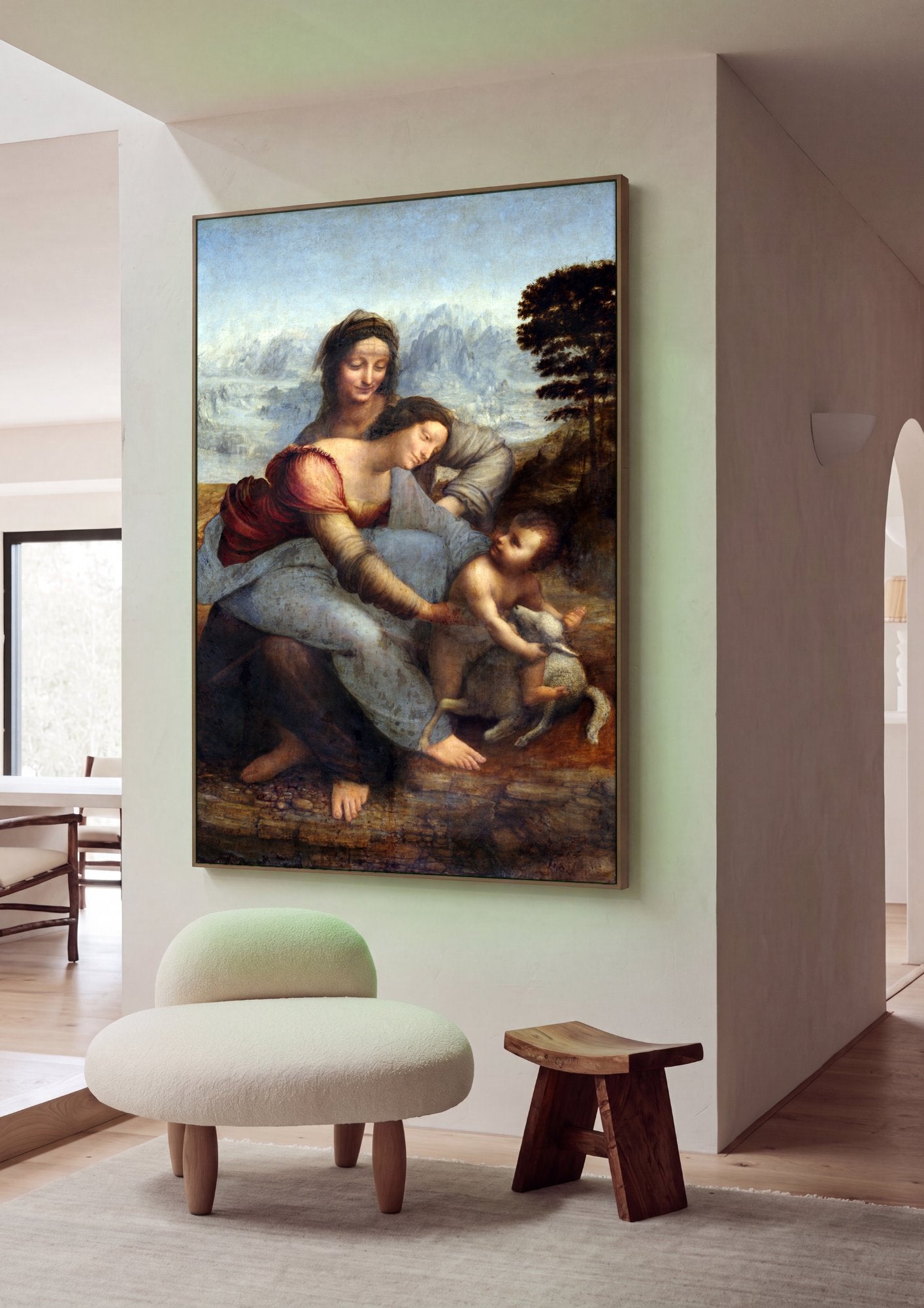Quadro Decorativo A Virgem, o Menino Jesus e Sant'Ana - Da Vinci em ambiente decorado