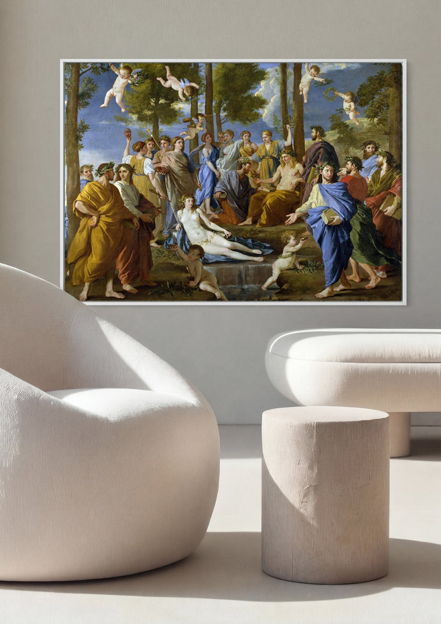 Quadro Decorativo A Inspiração do Poeta - Nicolas Poussin em ambiente decorado