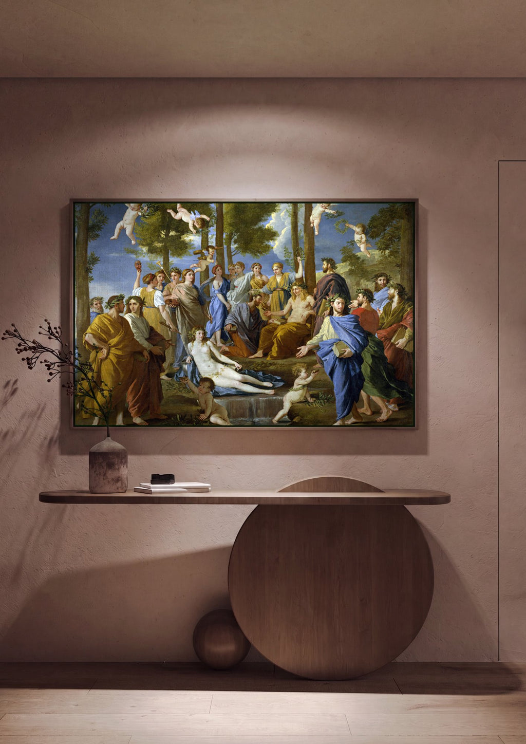 Quadro Decorativo A Inspiração do Poeta - Nicolas Poussin em ambiente decorado