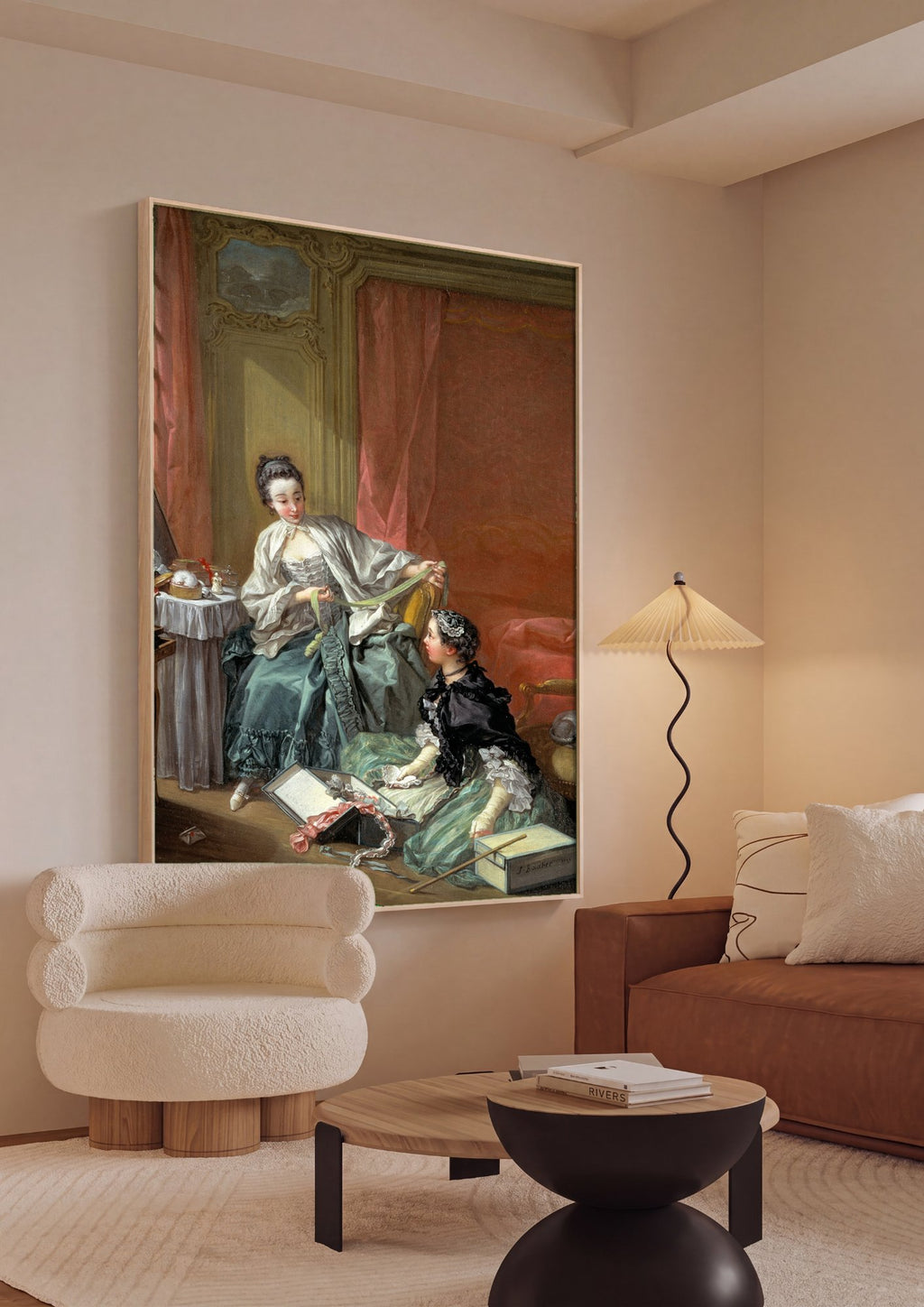 Quadro Decorativo A Camareira (La Toilette) - François Boucher em ambiente decorado