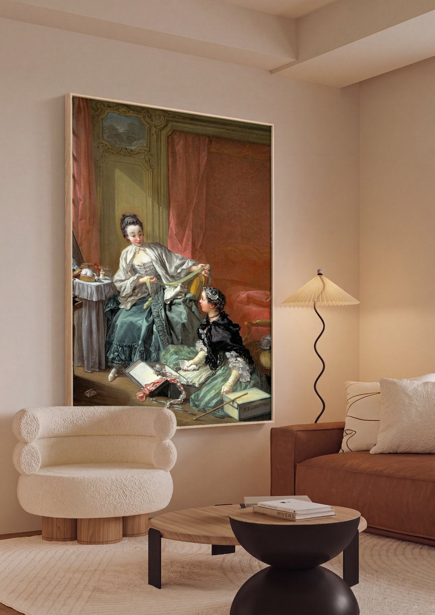Quadro Decorativo A Camareira (La Toilette) - François Boucher em ambiente decorado