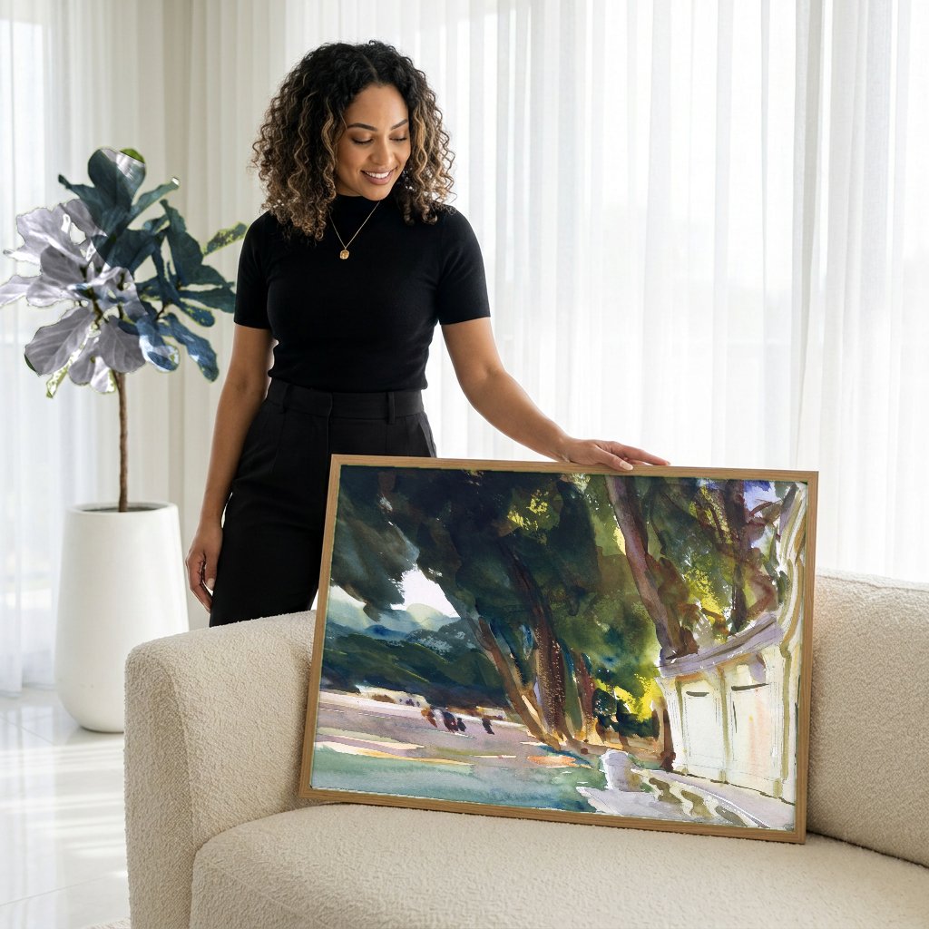 Quadro Decorativo Paisagem com Arquitetura - John Singer Sargent com modelo em ambiente