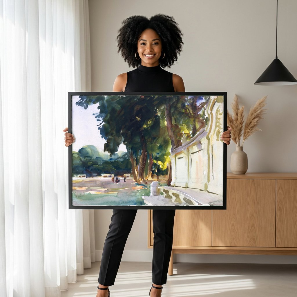 Quadro Decorativo Paisagem com Arquitetura - John Singer Sargent com modelo em ambiente