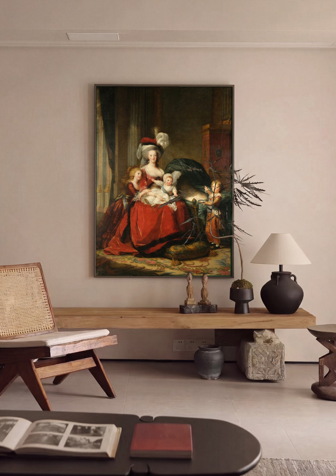Quadro Decorativo Maria Antonieta e Seus Filhos - Vigée Le Brun em ambiente decorado