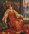 Quadro 'The Hour Glass' de Evelyn De Morgan, representando uma mulher sentada em um trono com uma ampulheta na mão, ao lado de um anjo tocando flauta.