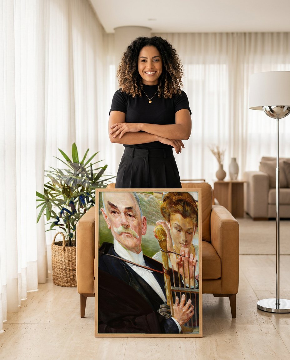 Quadro Decorativo O Poeta - Jacek Malczewski com modelo em ambiente