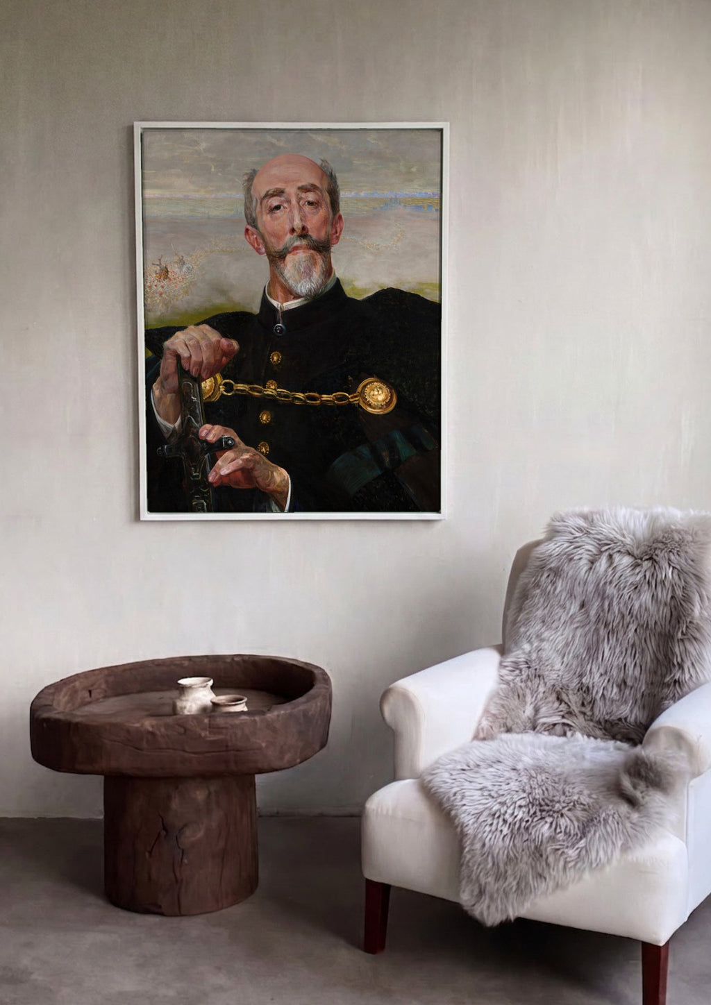 Quadro Decorativo 'O Poeta' - Jacek Malczewski em ambiente decorado